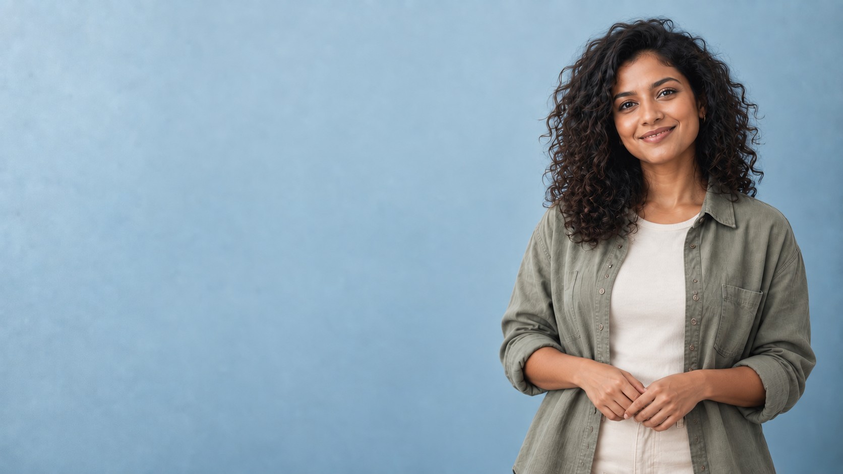 Founder against a soft blue studio backdrop